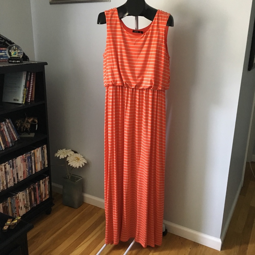Orange and Tan Long Summer Dress